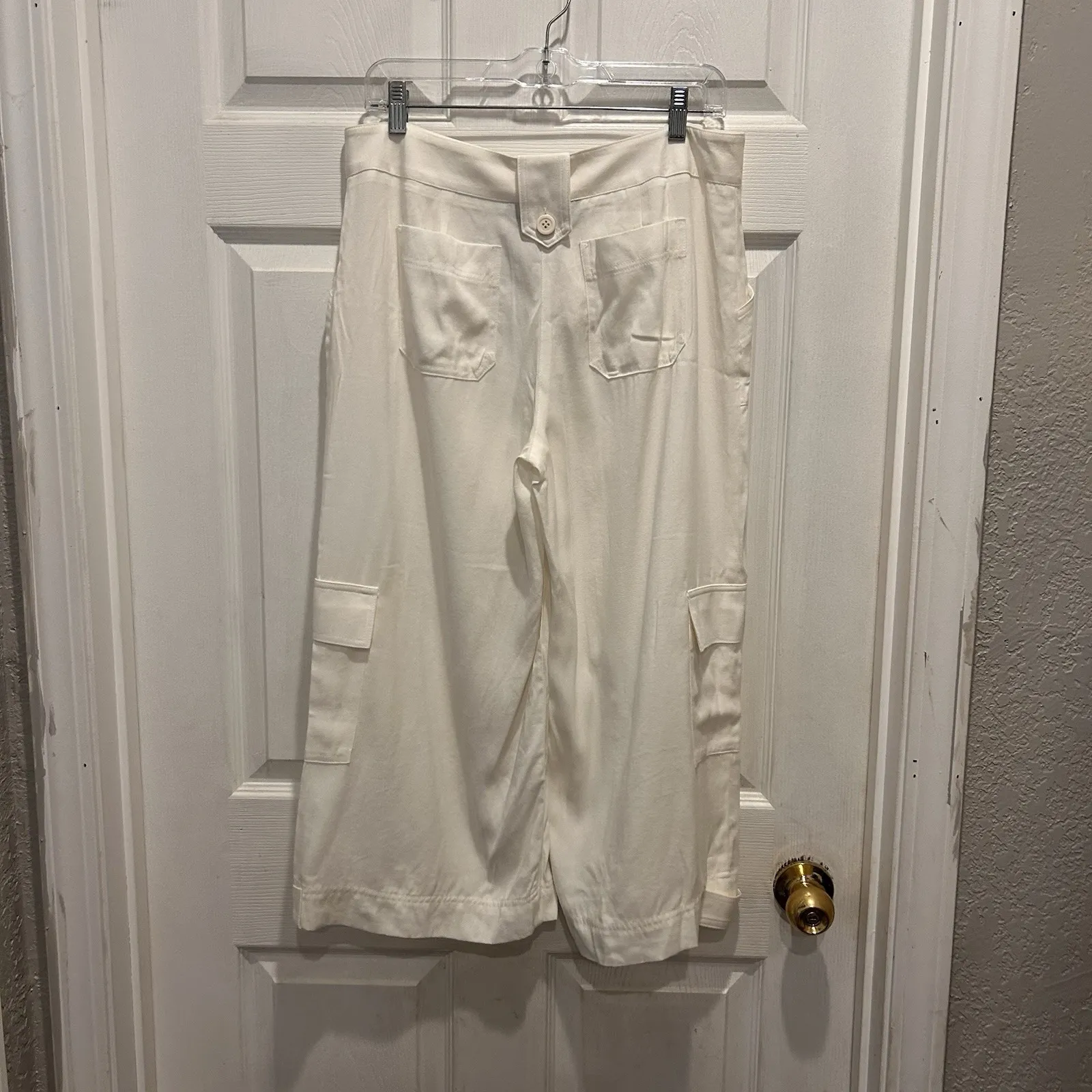 Supply & Demand Tencel‎ Blend Women's Cropped Cargo Pants Size 12 Made In USA White - Image 7