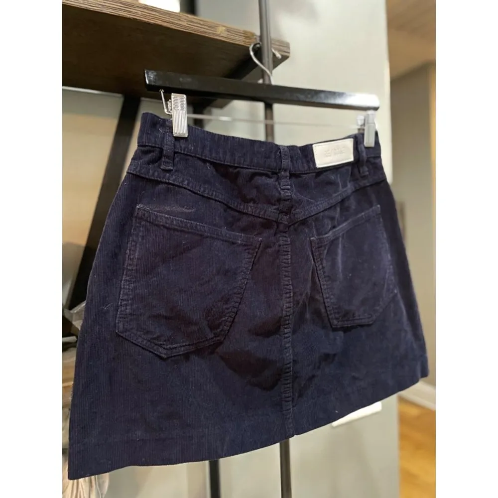 RE/DONE 70s Pocket Mini Corduroy Mini Skirt Blue Womens 28 / Medium - Image 8