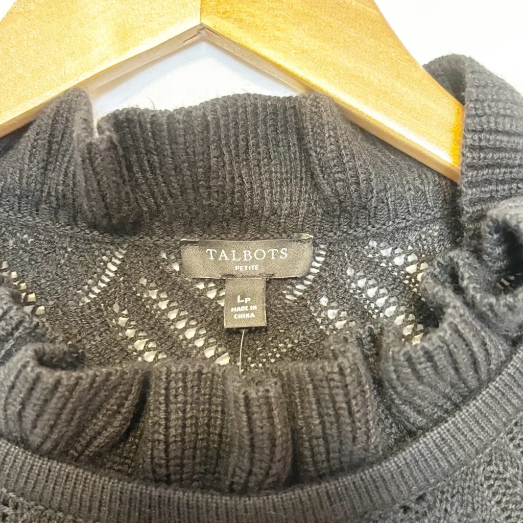 Talbots  Ruffle‎ Neck Pointelle Sweater size Large Petite - Image 5