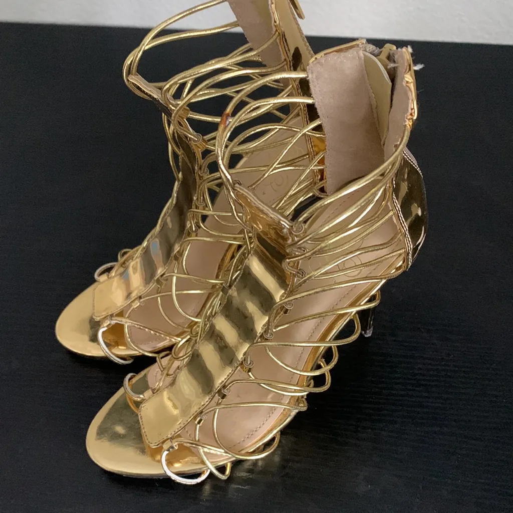Gold Gladiator Heels Size 7 - Image 6