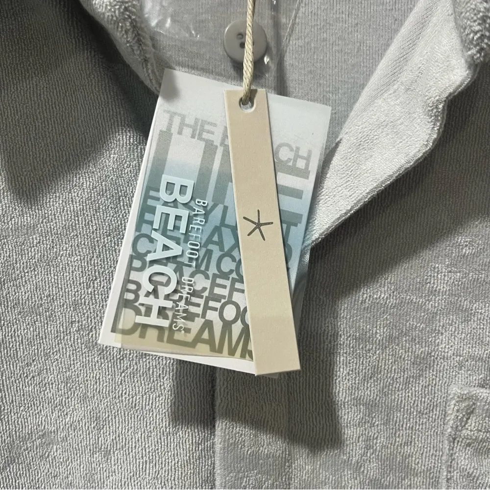 NWT Barefoot Dreams Cozyterry Button Down Shirt in Skylight Gray Size La… - Image 5