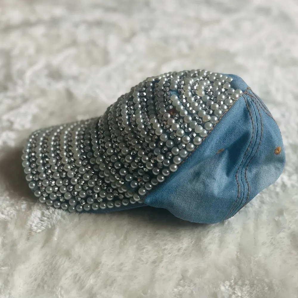 Y2K Blue Rhinestone Baseball Hat - Image 3