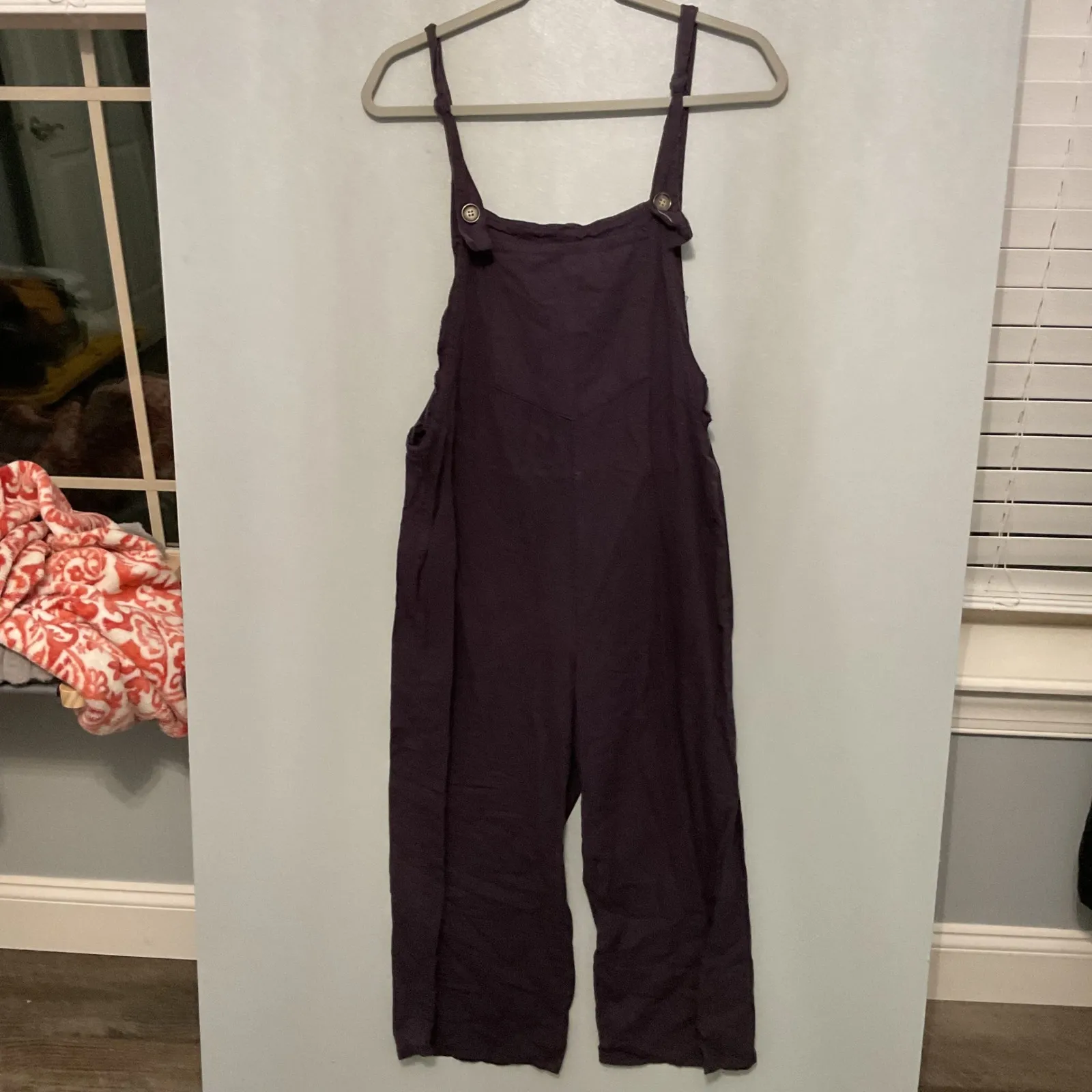 Cali 1850 Los Angeles Women's Purple Jumpsuit Overalls Wide Leg Size L - Image 4