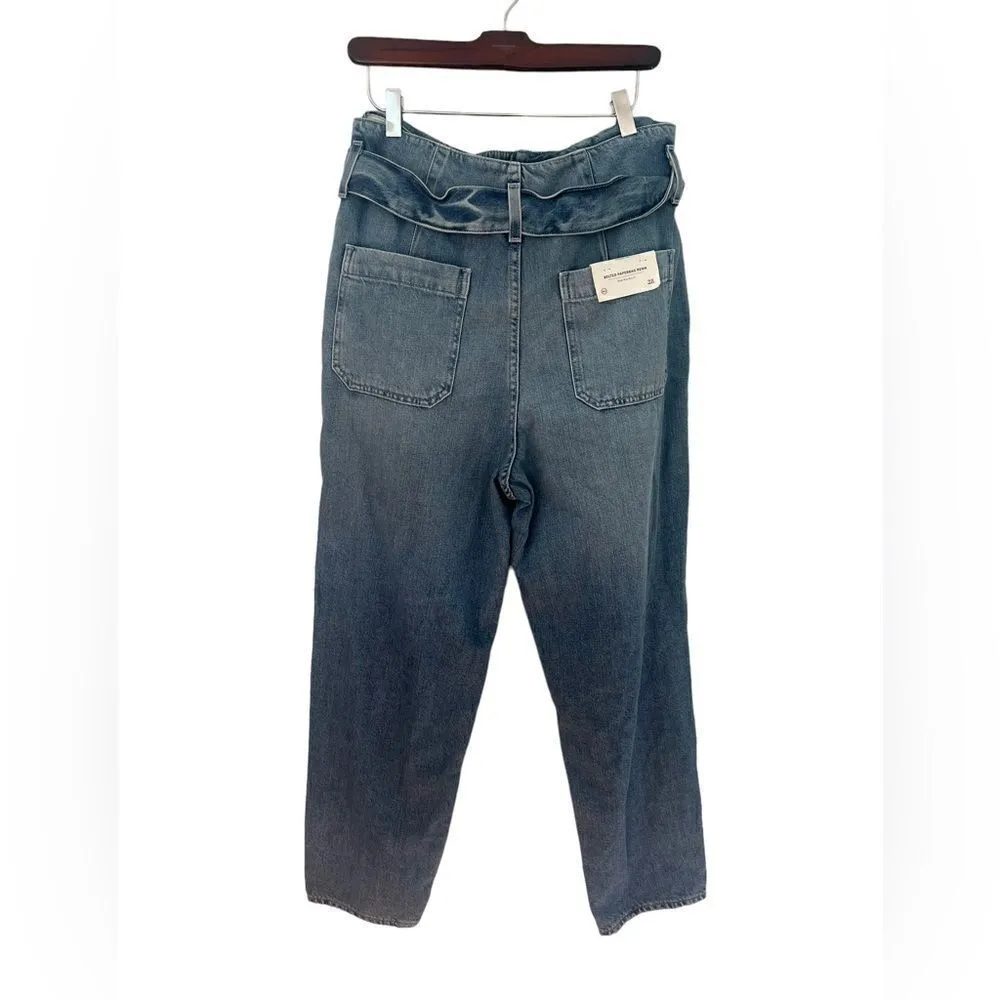 AG Adriano Goldschmied Renn Paper Bag Denim Jeans Wide Leg Belted NWT 28 - Image 2