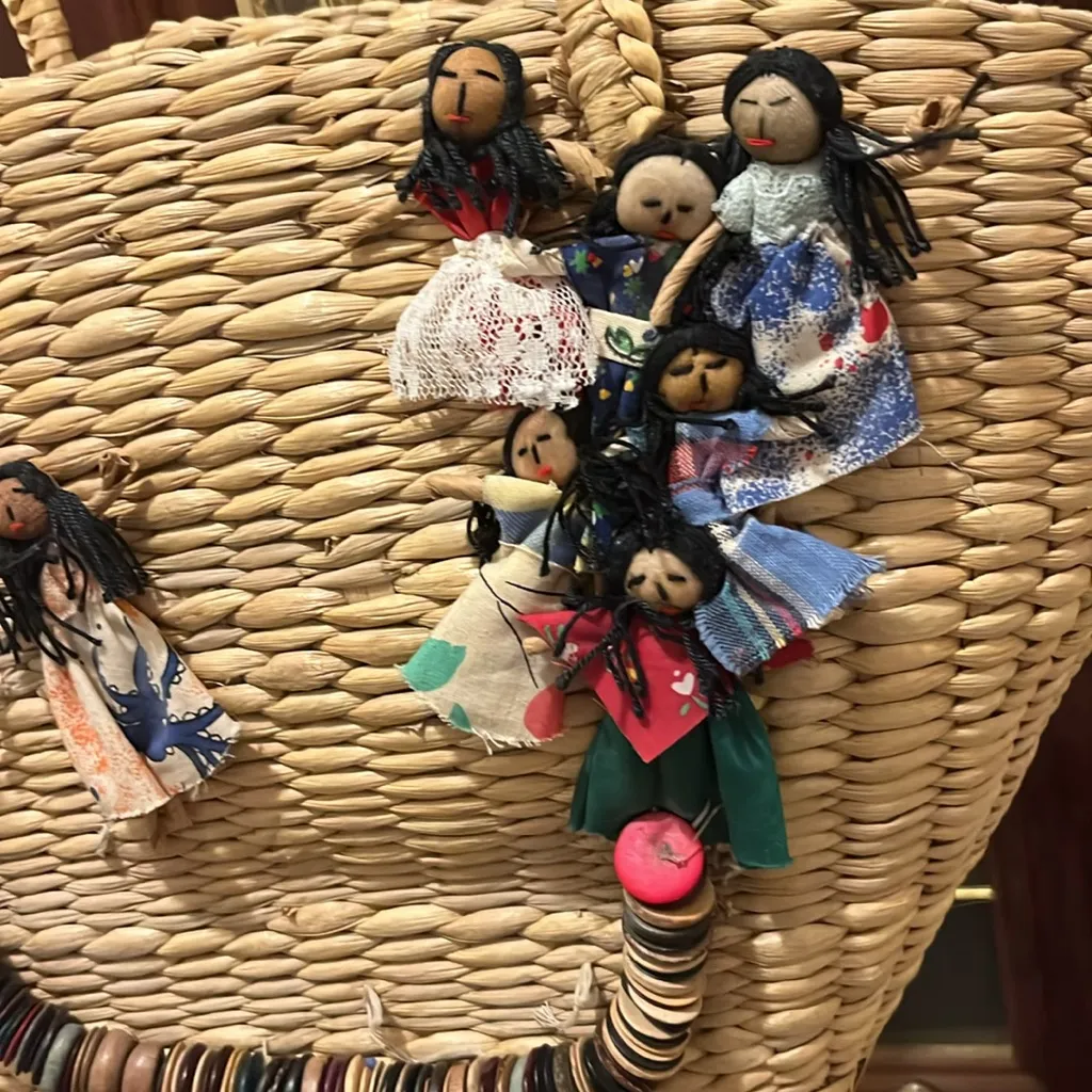 Vintage Woven Straw Basket Handbag Tote Bag - Image 7