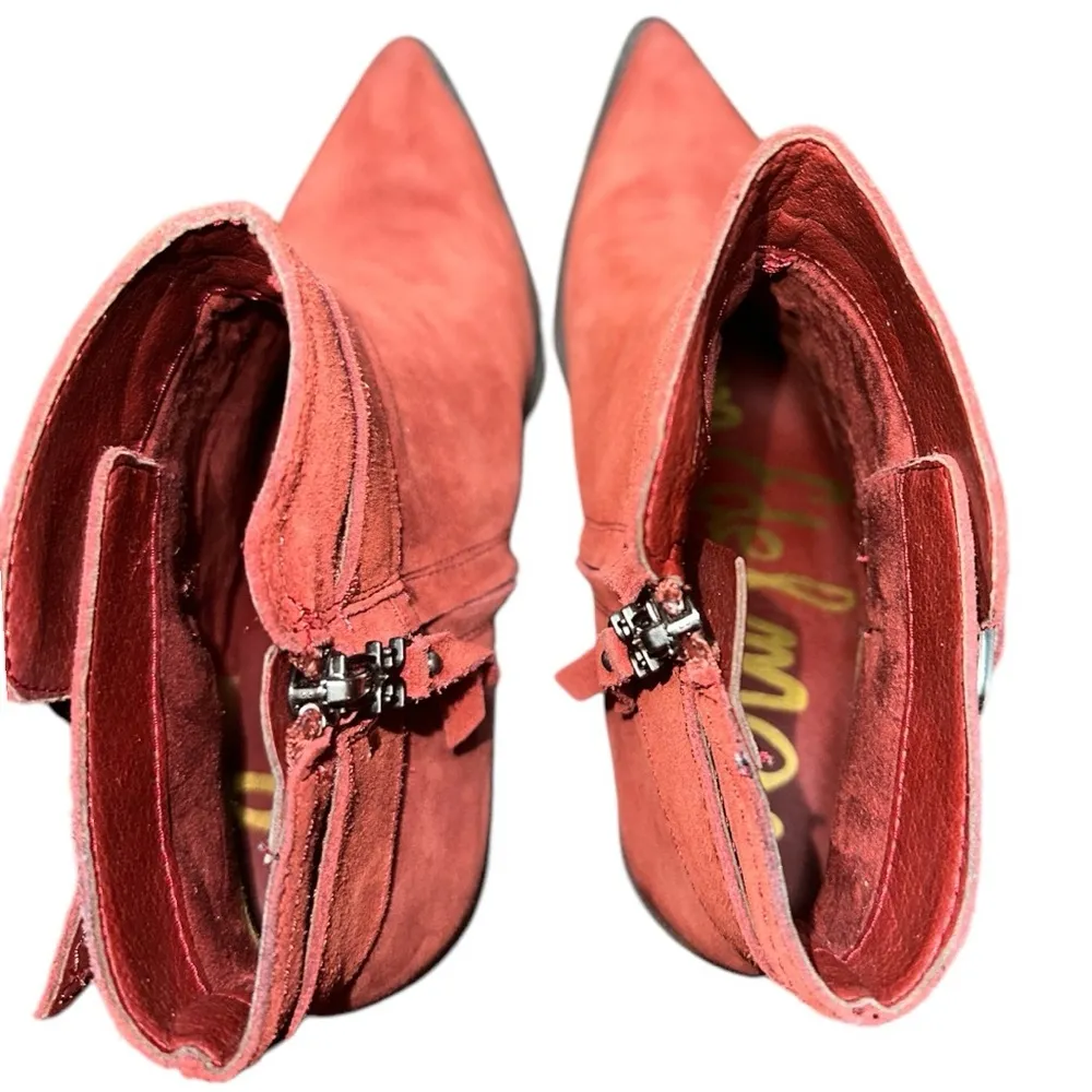 Women's Leonia Block Heel Booties In Spiced Mahogany Suede Size 7.5 - Image 9