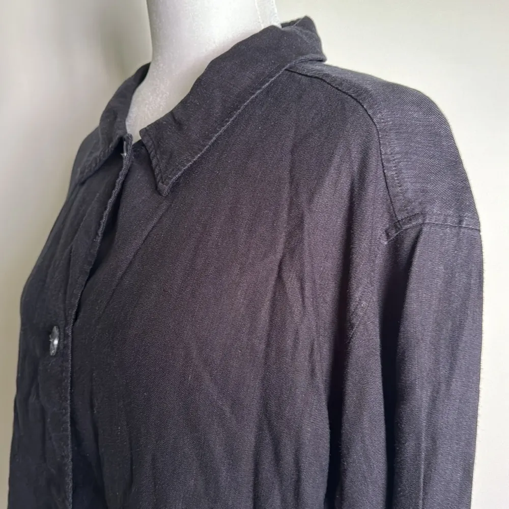 J. Jill Linen Rayon Blend Long Sleeve Button Front Shirt Medium Tall - Image 5