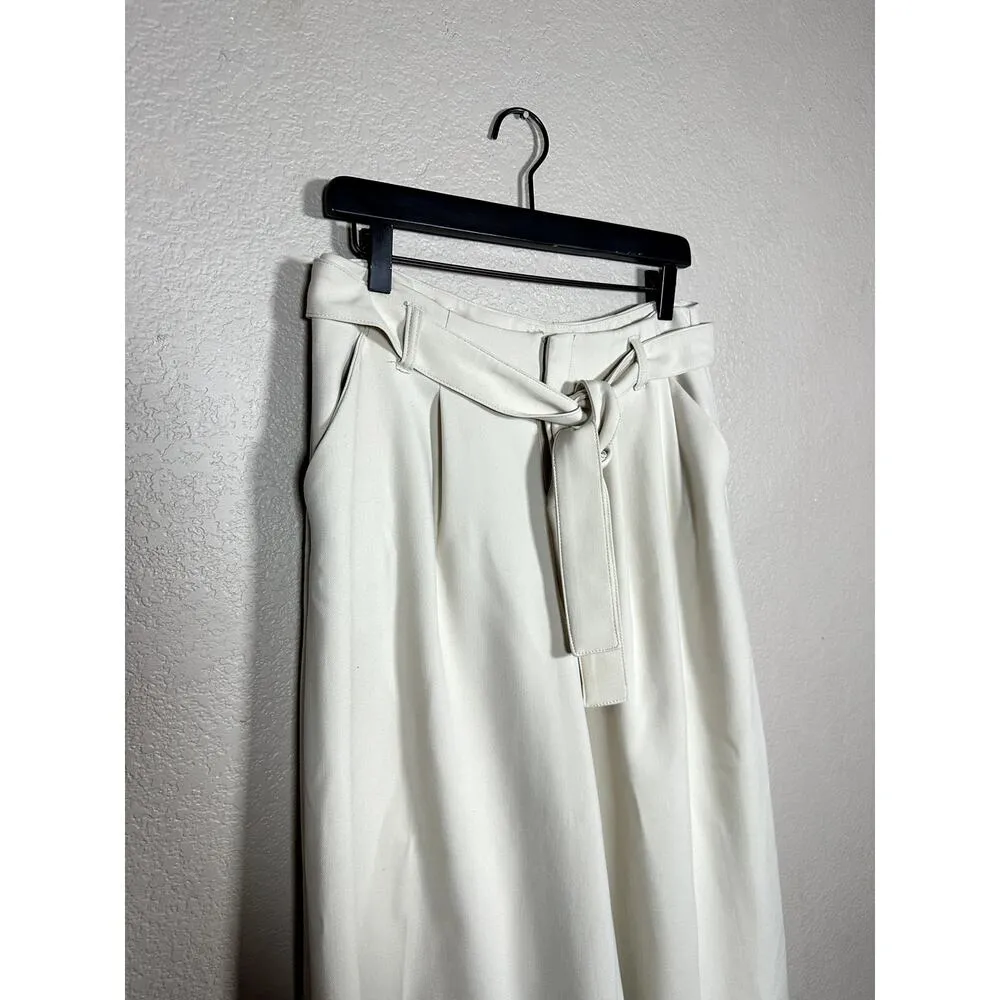 Anthropologie Maeve Tie Waist Culottes Cream Cropped Size 2 - Image 3