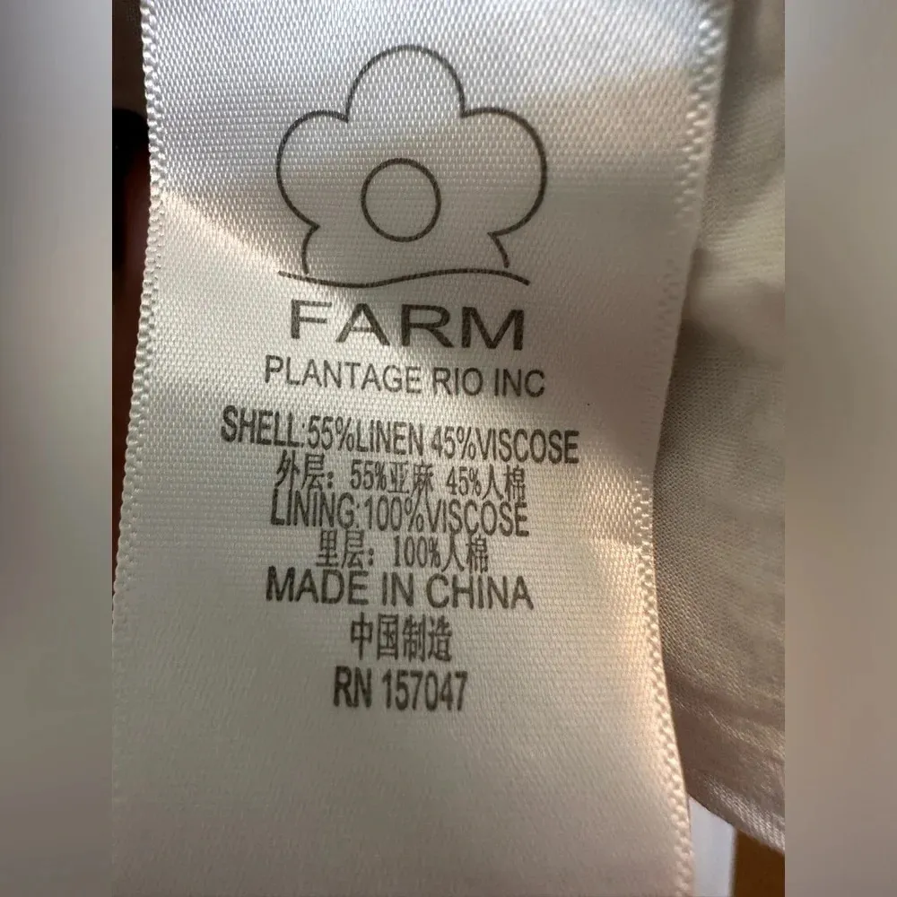 Farm Rio Onca Dot black white dot beaded neckline linen blend top - Image 7