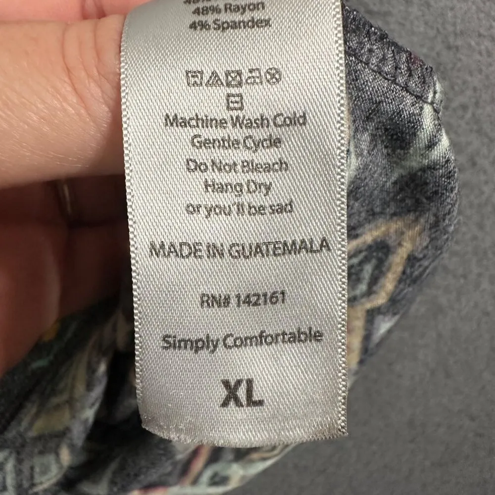 Lularoe XL Julia Dress Gray Multicolor Half Sleeve Round Neck Fitted Form Fittin - Image 8