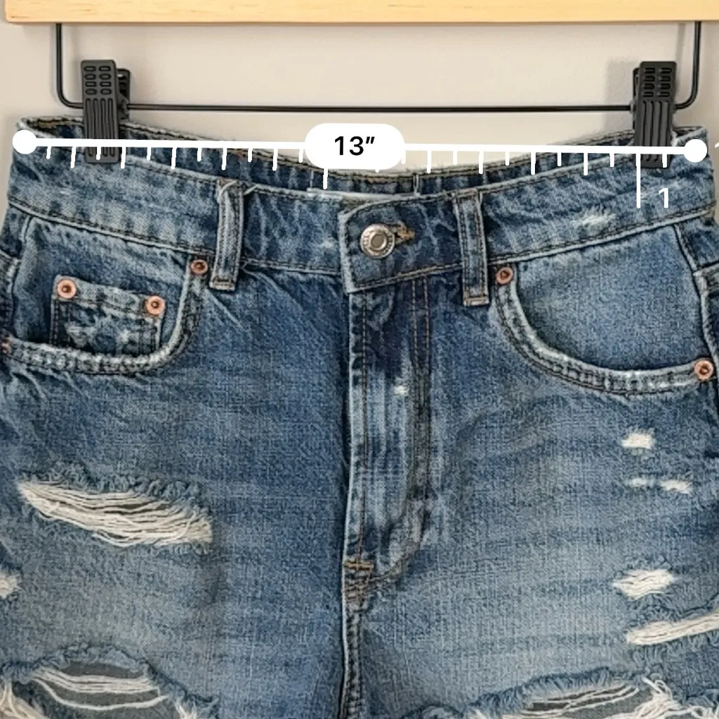 Zara Distressed High Waist Shorty Cut Off Shorts - Image 6