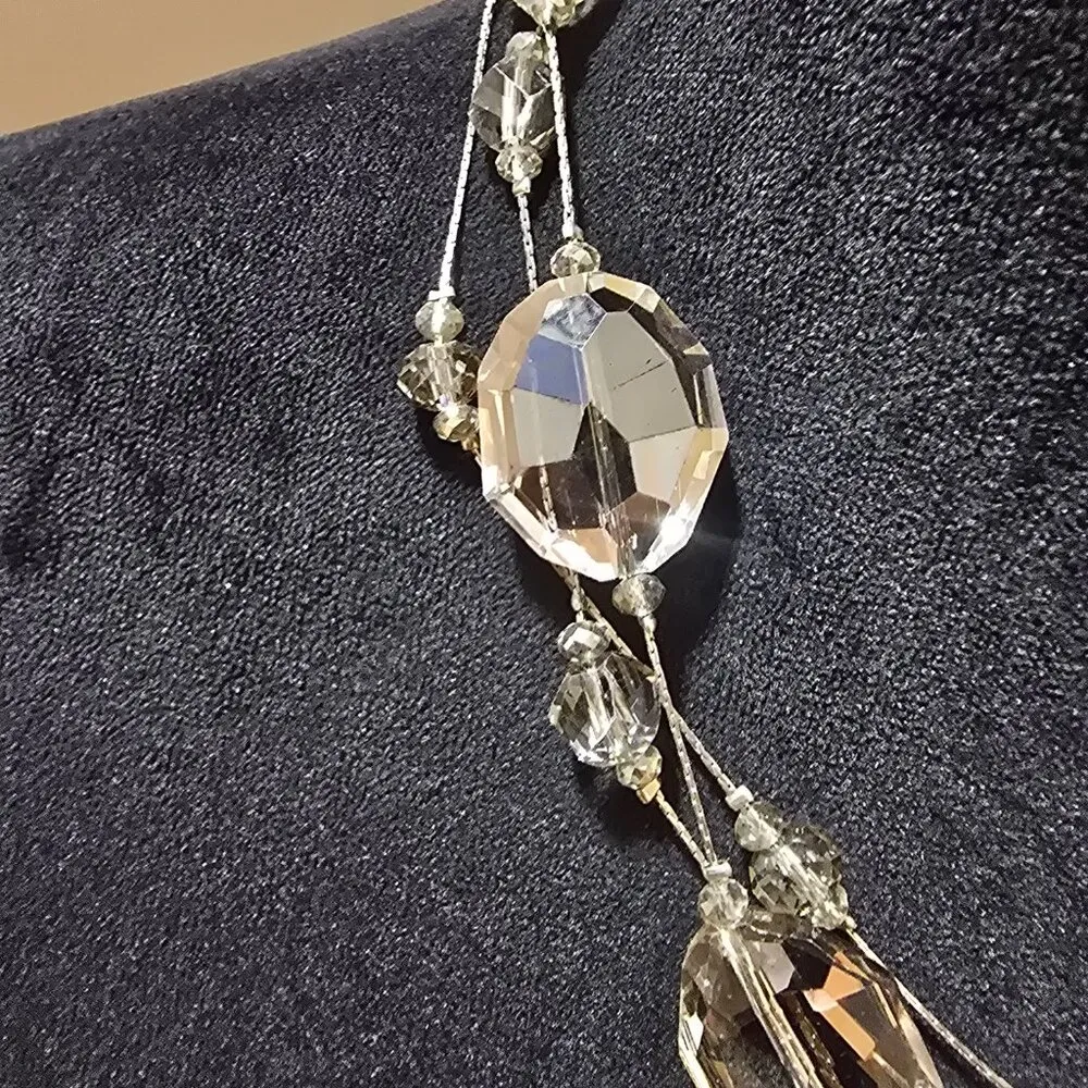 Women's Fashion Faceted Chunky Crystal Clear Glass Bead Necklace Charm Jewelry White - Image 5