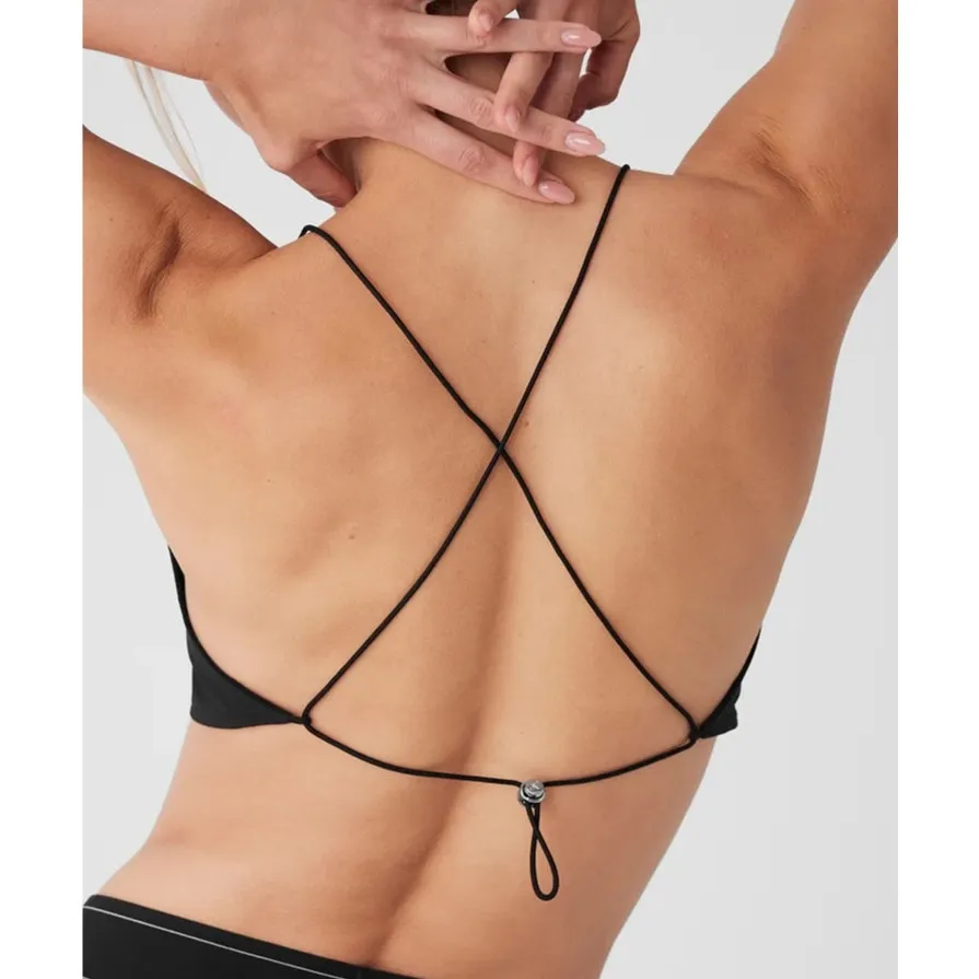 Alo Cropped Megastar Strappy Tank Top Black Small - Image 2