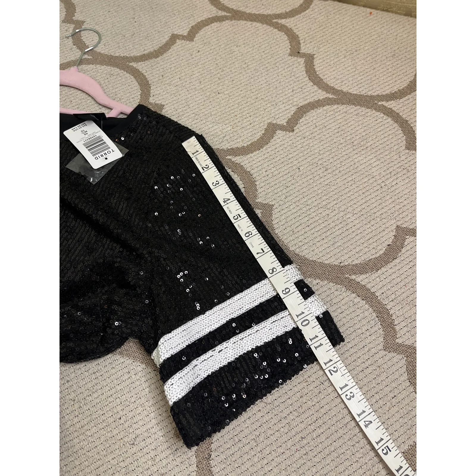 Torrid Abbey black football short sleeve sequins top, size M/L,10, MSRP $69.50 - Image 6