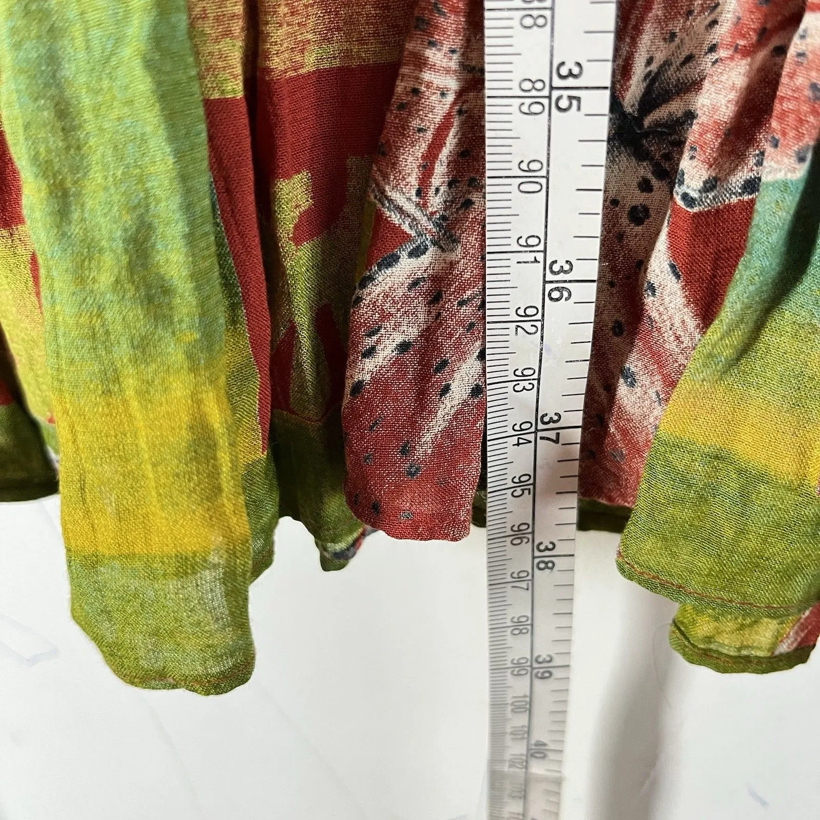 Vintage Donna Morgan Dress Linen Blend Siz 4 Floral Artsy Retro Y2K Pleated - Image 6