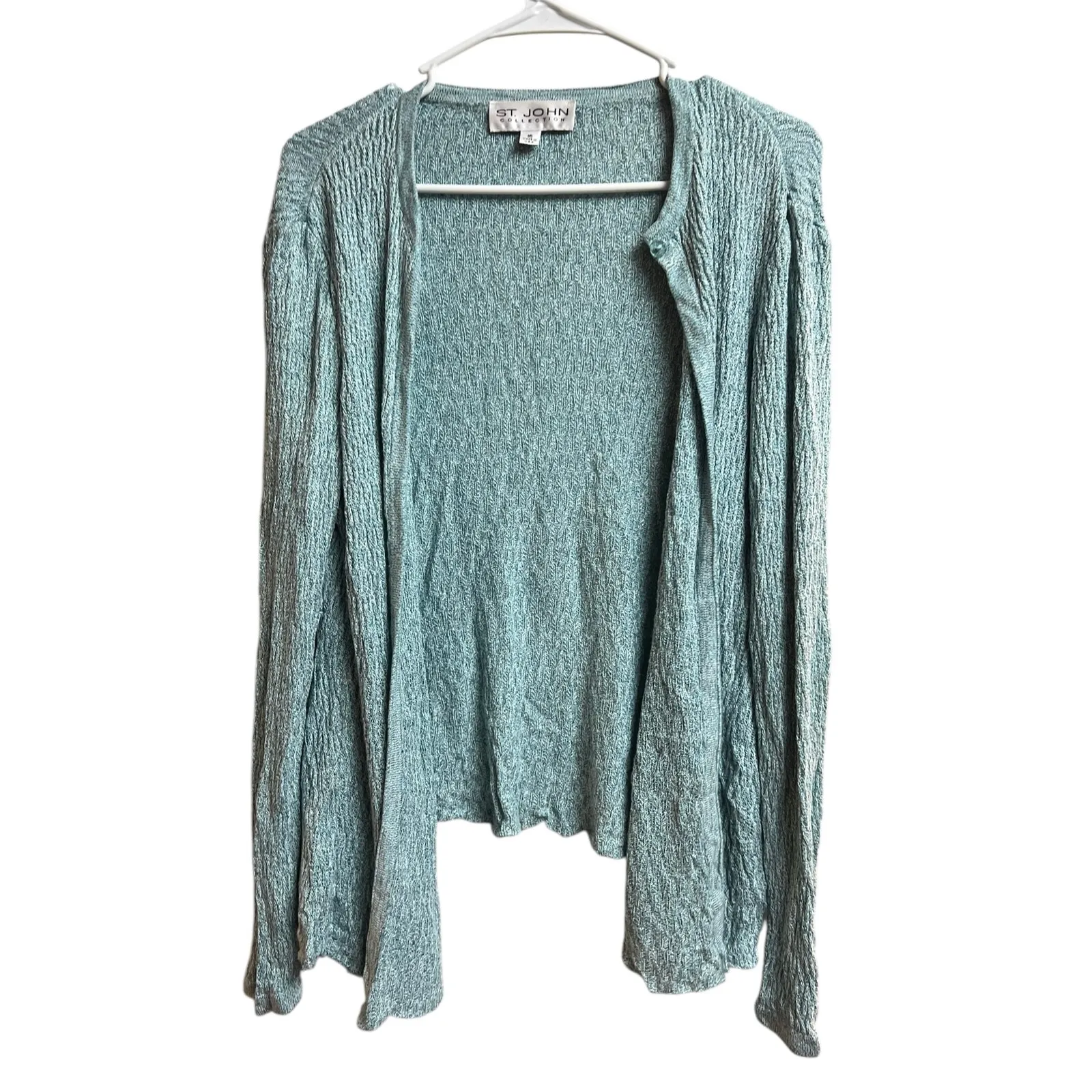 St. John Open Front Cardigan Blue/Aqua Knit 16 - Image 3