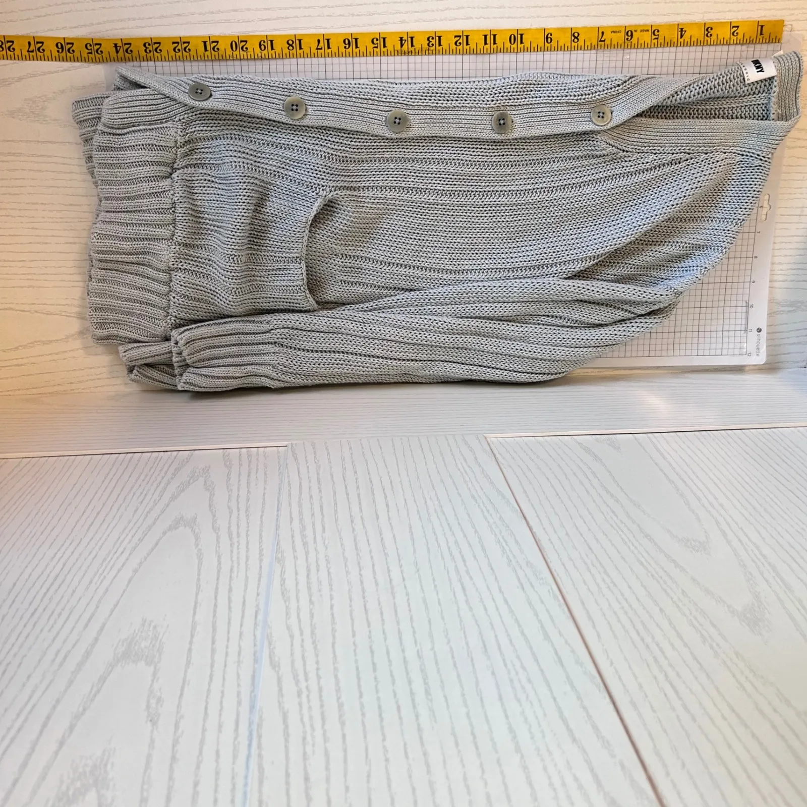 Y2K DKNY Egg Blue Sea Gray Linen Button Long Cardigan Ocean Sweater Women Size M - Image 6