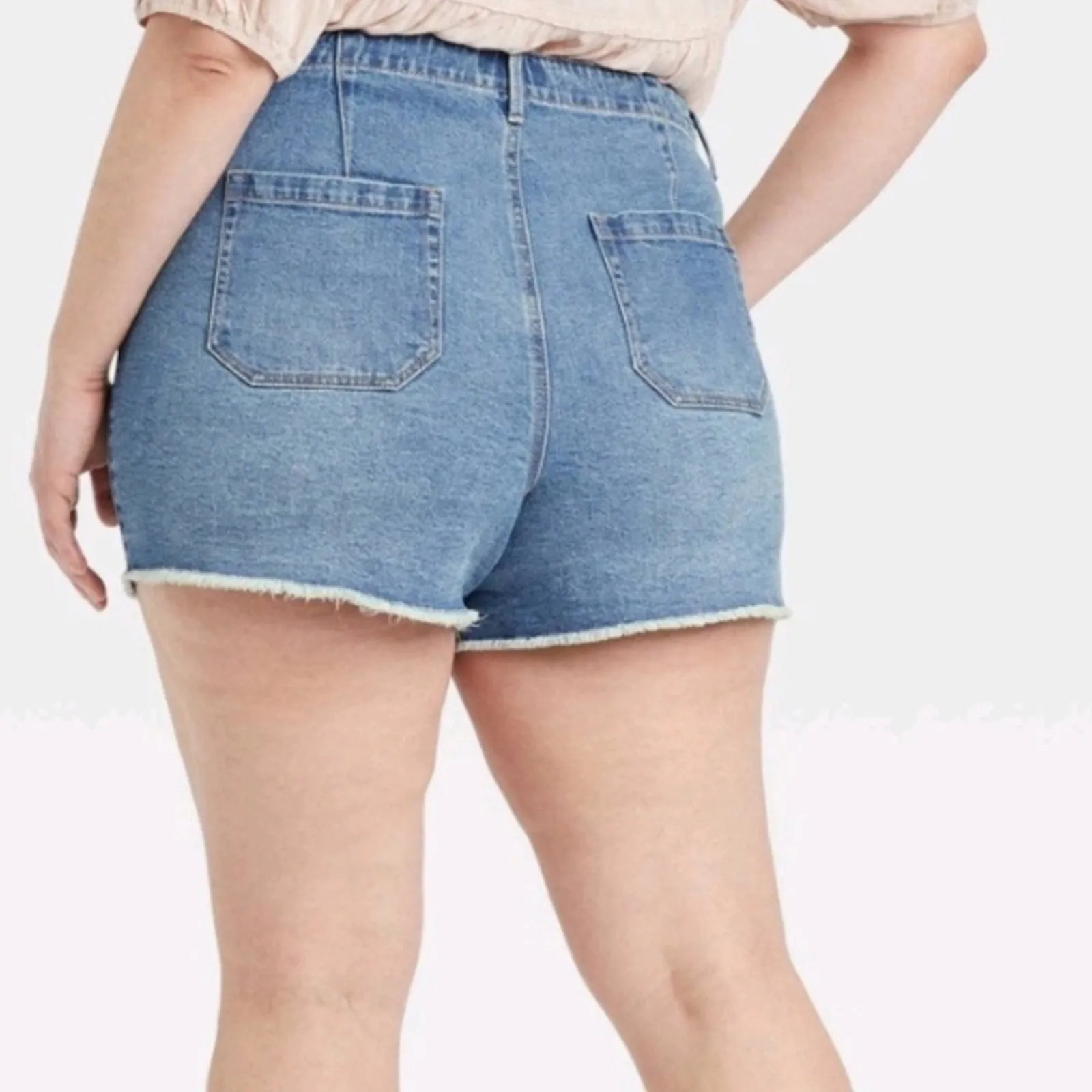 Knox Rose Light Wash Embroidered Side Pockets Raw Hem Mid Rise Shorts Sz 10 NEW‎ - Image 2