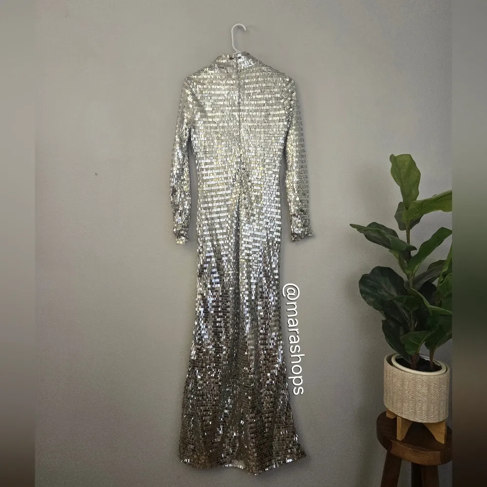 Simon Miller Sequin Sculpty High Collar Maxi Dress Silver Size 4 - Image 8