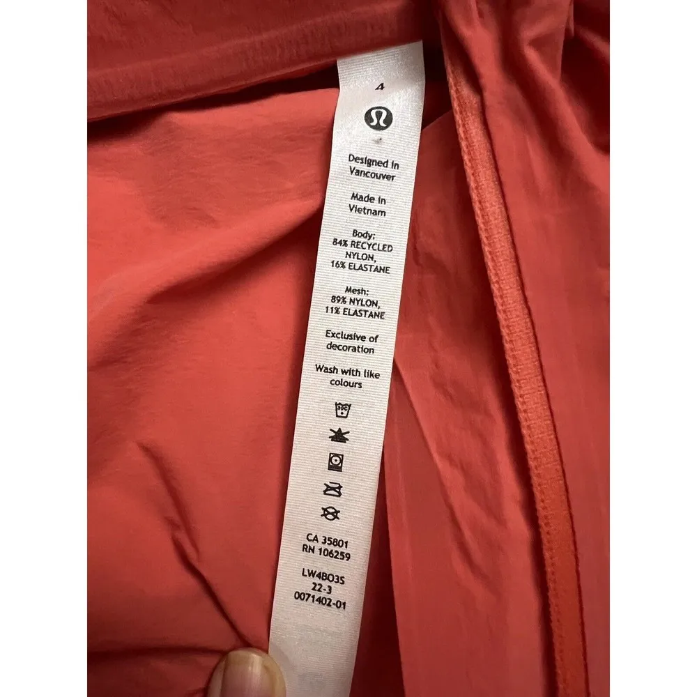 Lululemon Fast Free Running Windbreaker  Size 4 Pale Raspberry Waterproof New - Image 9
