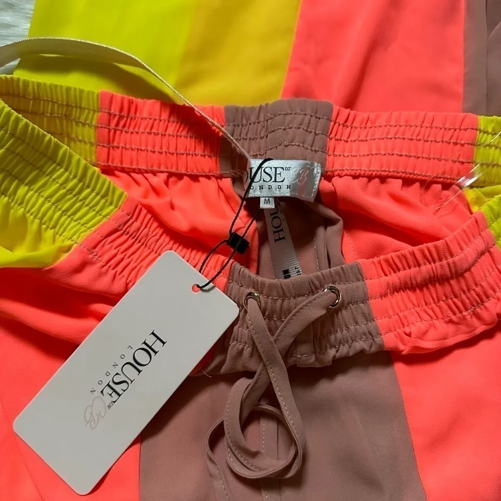 HOUSE OF CB Margot Yellow Color Block Wide Leg Trousers - Image 3