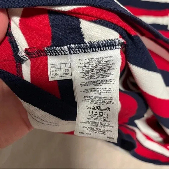 Brooks Brothers Red, White and Blue Polo Shirt Americana Short Sleeve Size Small - Image 2