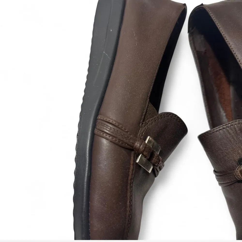 Judith Vintage loafers leather slip on side buckle casual brown size 7.5 - Image 6