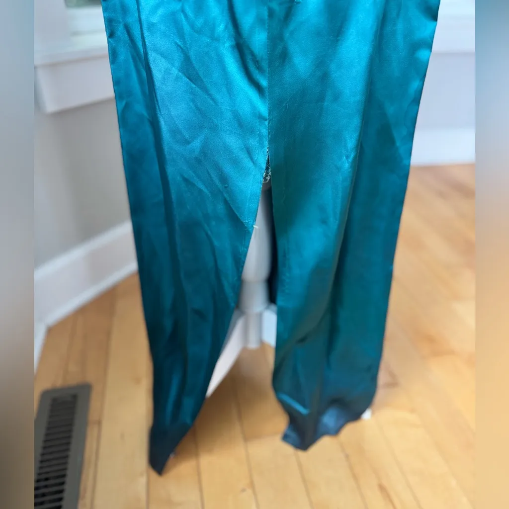 Vintage 80s Dk Green Satin Backless Oversized Bow Floor Length Prom Dress AS IS Size undefined - Image 14