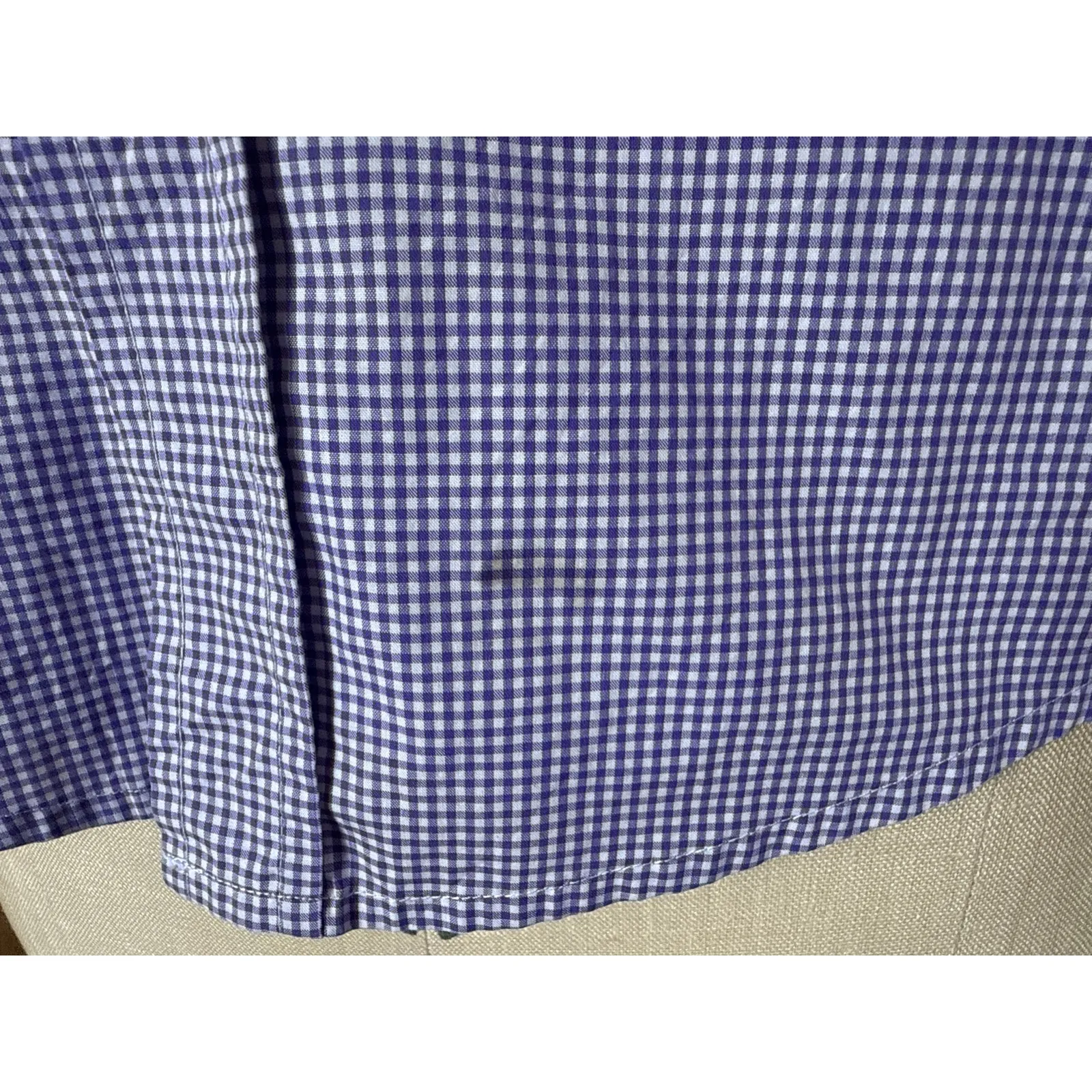 Frank & Eileen Barry Tailored Button Up Purple Gingham Cotton Size Small - Image 7