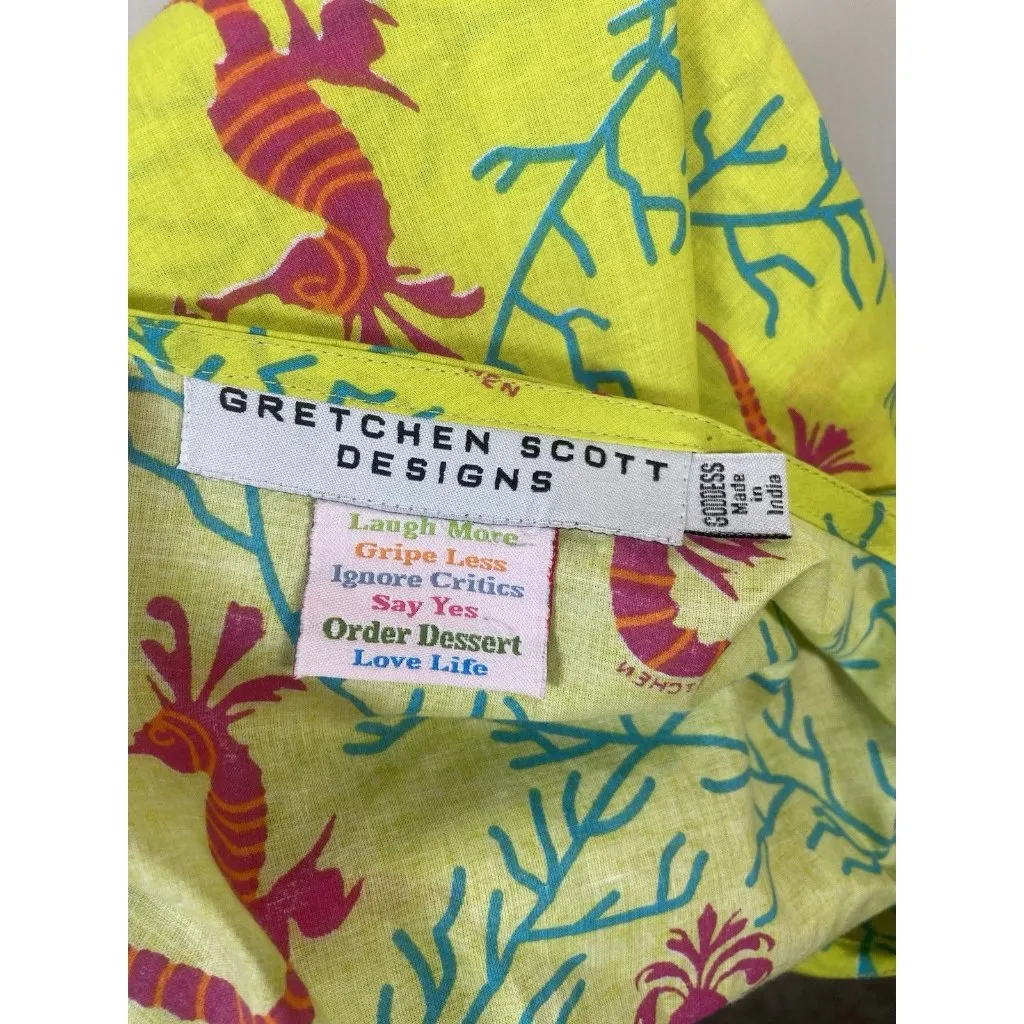 Gretchen Scott Designs Women Green Seahorse Tunic 3/4 Sleeve Top Oversized Beach - Image 5