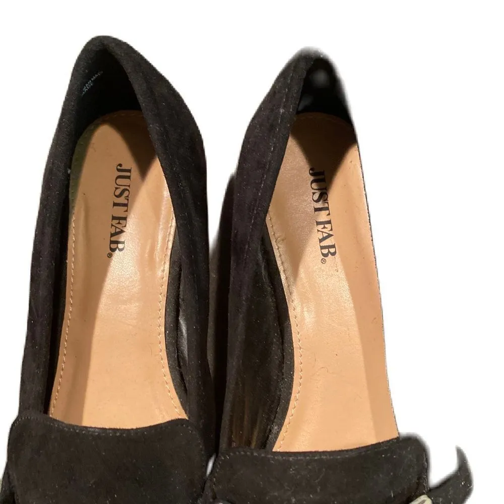 #328 JUSTFAB  Black Suede Loafers - Image 3