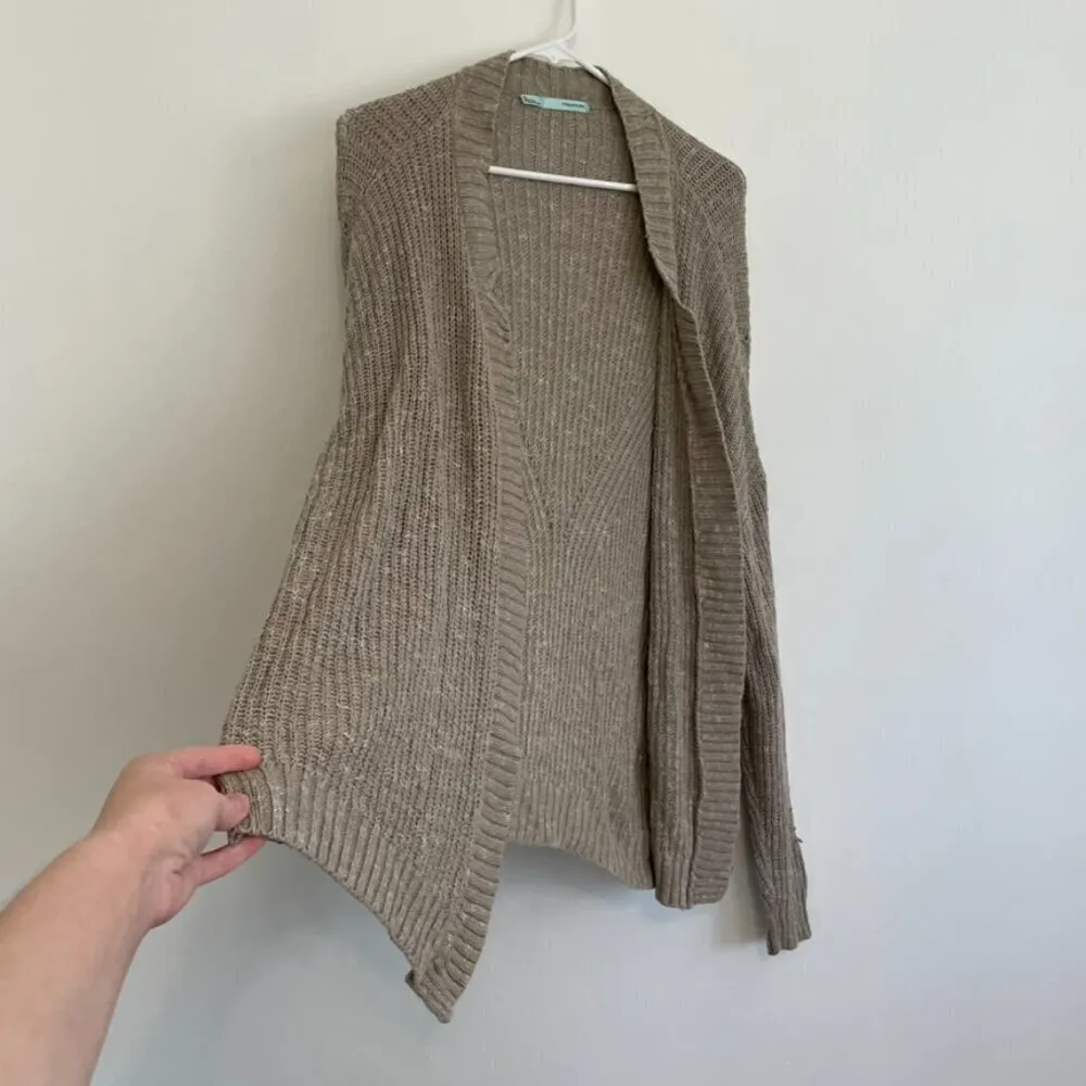 MAURICES Taupe Tan Brown Chunky Knit Notch / Split Neck Open Cardigan Sweater XL - Image 6