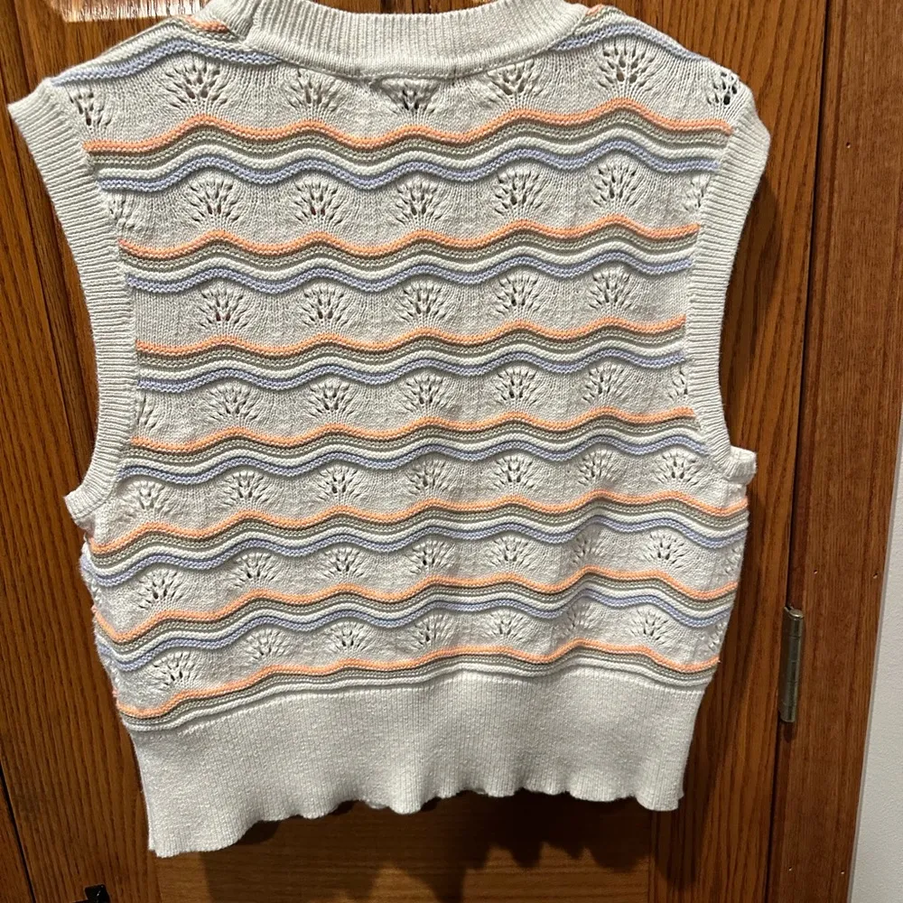 Frye Salt Breeze Combo Sweater Vest Crocheted Stitch Size Large - Image 7