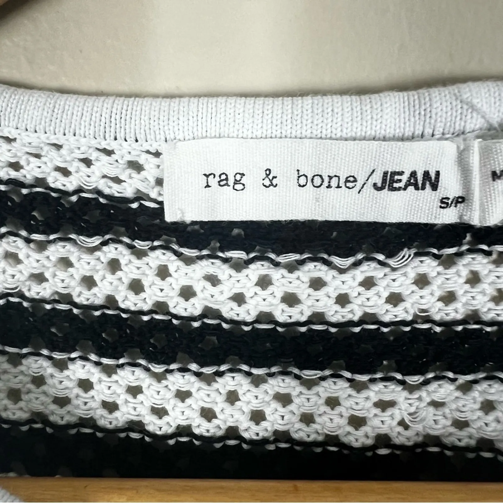 Rag & Bone Quinn Cold Shoulder Knit Sweater Womens S Black White Striped Classic - Image 5