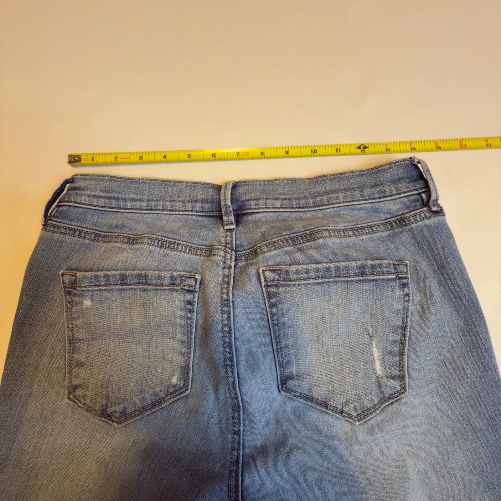LOFT Ann Taylor Light Wash Distressed Skinny Cropped Denim Jeans Size 28" - Image 5