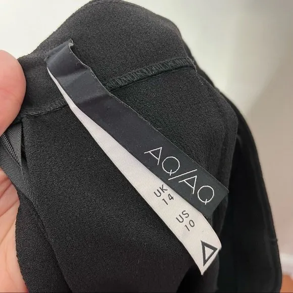 AQ/AQ Laurent High Waisted Wide Leg Trouser Pants Women’s 10 Black Pin Tuck - Image 13