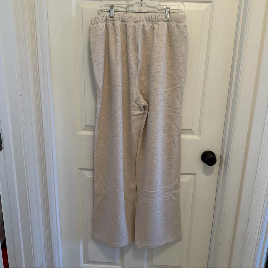 SKIMS Classic Cotton Fleece Straight Leg Pants Oatmeal Heather Size Medium - Image 3