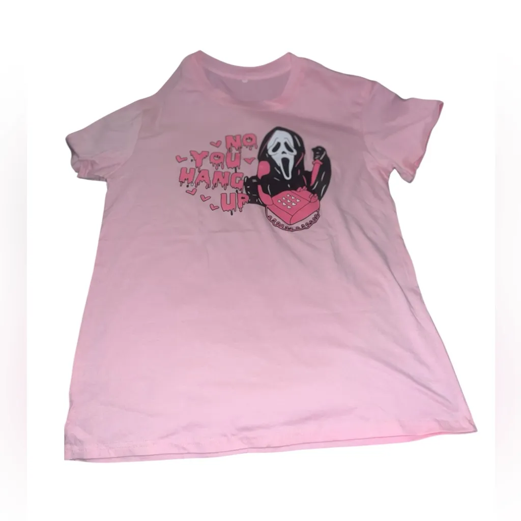 New! No You Hang Up Pink Ghostface Scary Movie Short Sleeve T - Image 2