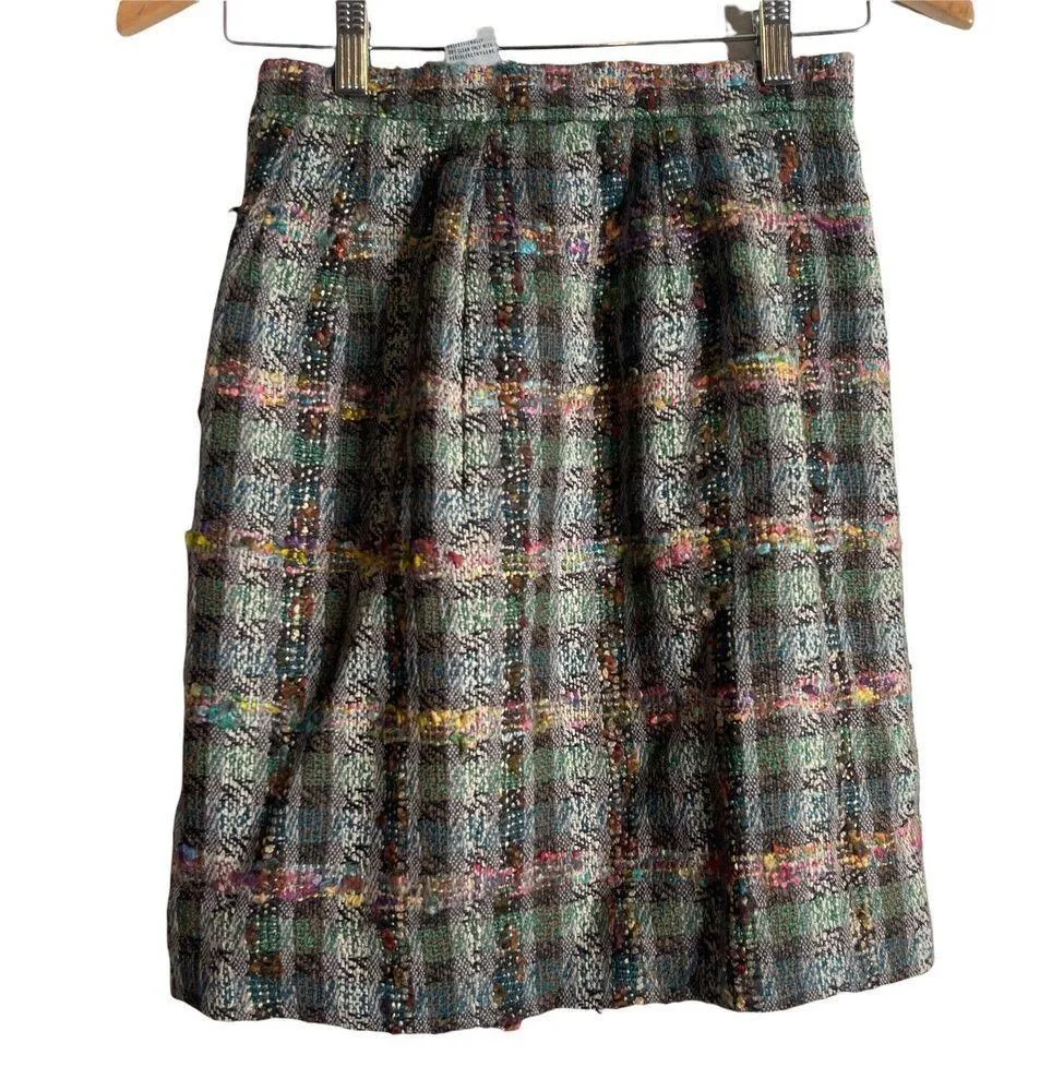 Carlisle Woven Tweed Straight Pencil Skirt Size 2 Plaid Textured Academia Office - Image 7