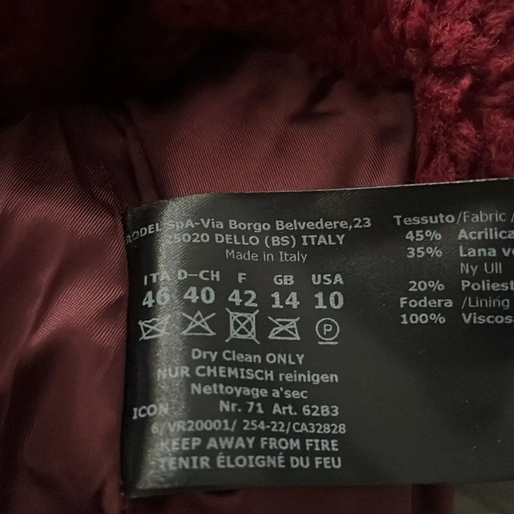 ICONS Cinzia Rocca Wool Teddy Pea Coat in Red, Size 10 NWT $1,005 Made in Italy Red - Image 8