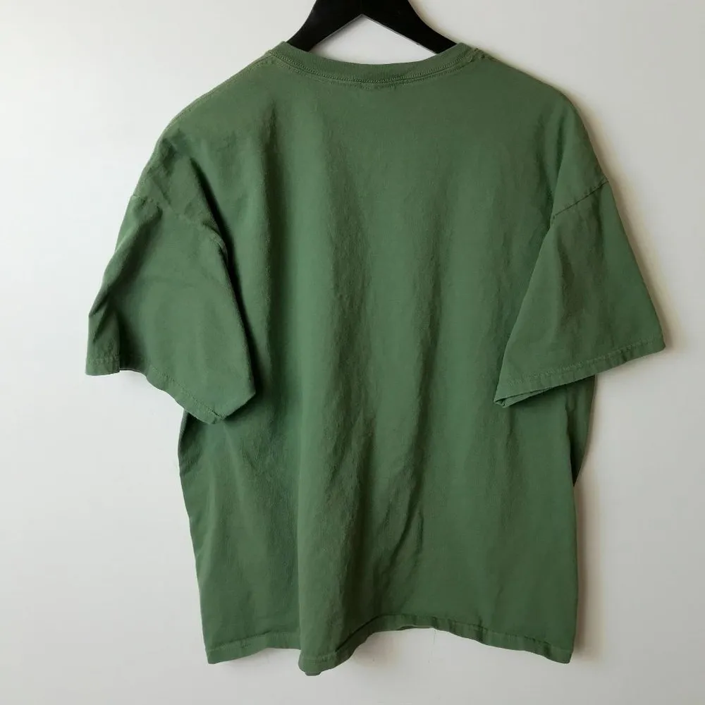 00s Vintage Dont Let Cancer Steal 2nd Base T Shirt The Pink Month Green XL Solid - Image 12