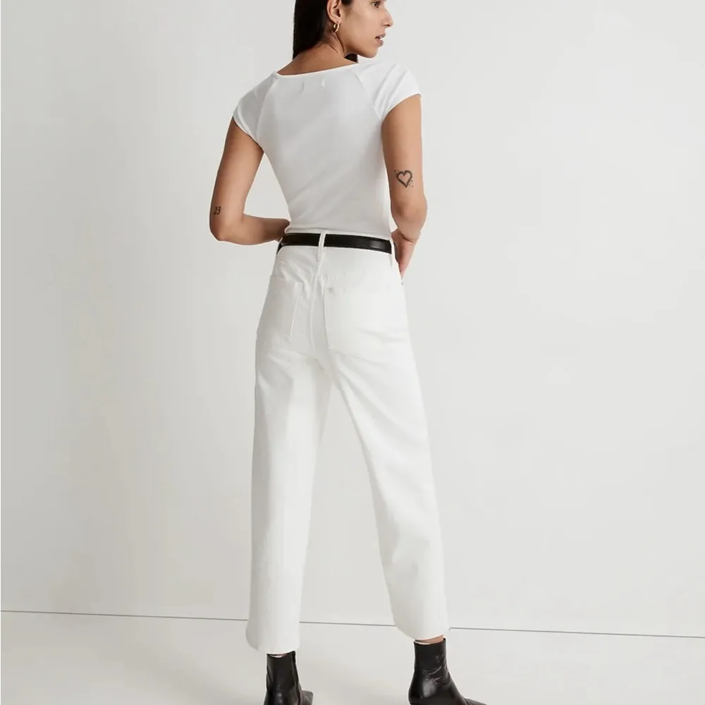 Madewell The Perfect Vintage Wide-Leg Crop Jean in Tile White Size 31 - Image 3