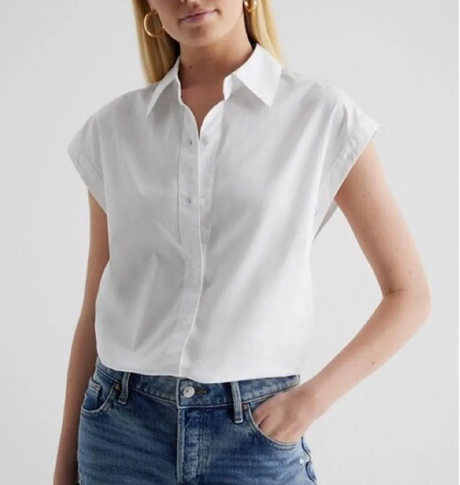 Express white detachable long sleeve poplin cotton button up shirt /vest, 2 in 1 - Image 6