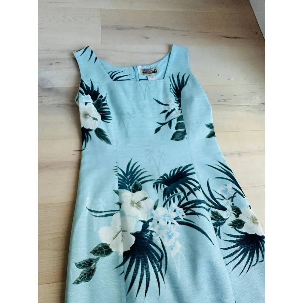 Vintage 90s Womens Hawaiian Tropical Print Sheath Dress Size Small/4 Silk Blue Green - Image 4