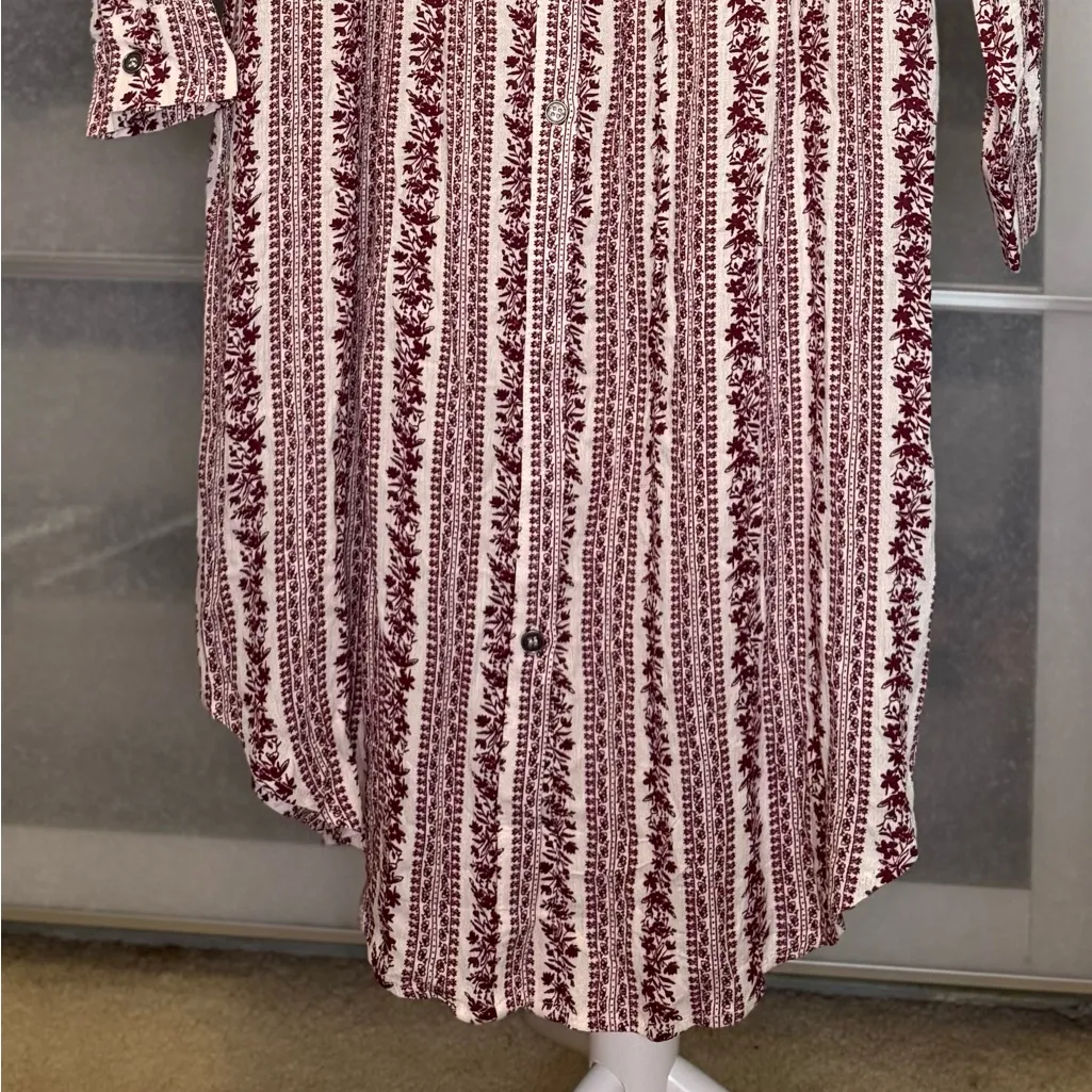 Heyson Burgundy and White Patterned Long Sleeve Dress Red - Image 3