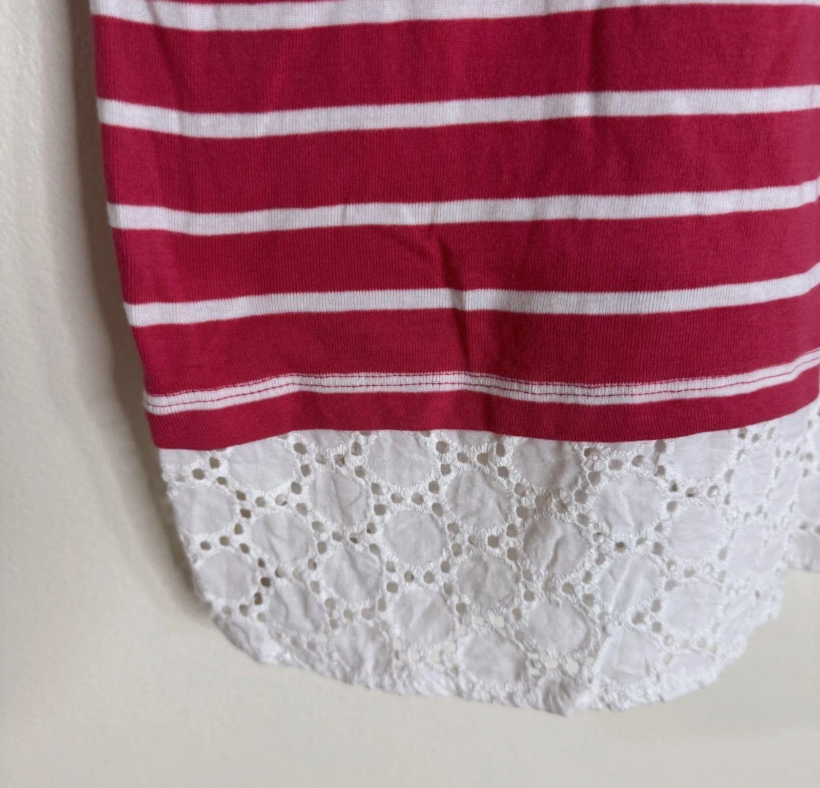 Tommy Hilfiger Dress Womens Large Striped Eyelet Hem Short Sleeve Summer Casual - Image 4