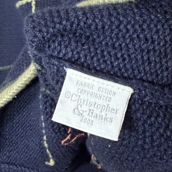 Christopher & Banks Navy Embroidered Floral Button Front Cardigan Sweater L - Image 5