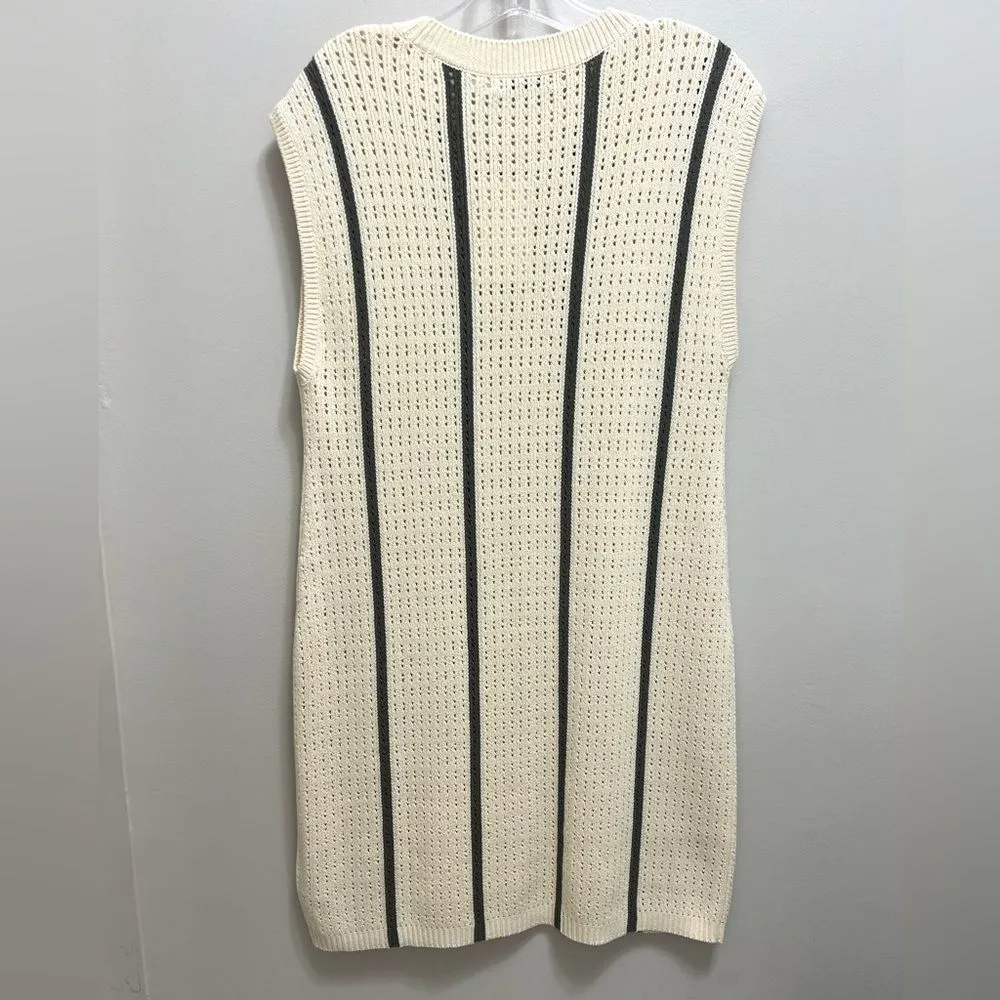 NWT Anine Bing Lanie Knit Mini Dress Sleeveless Cream Green Size L - Image 3