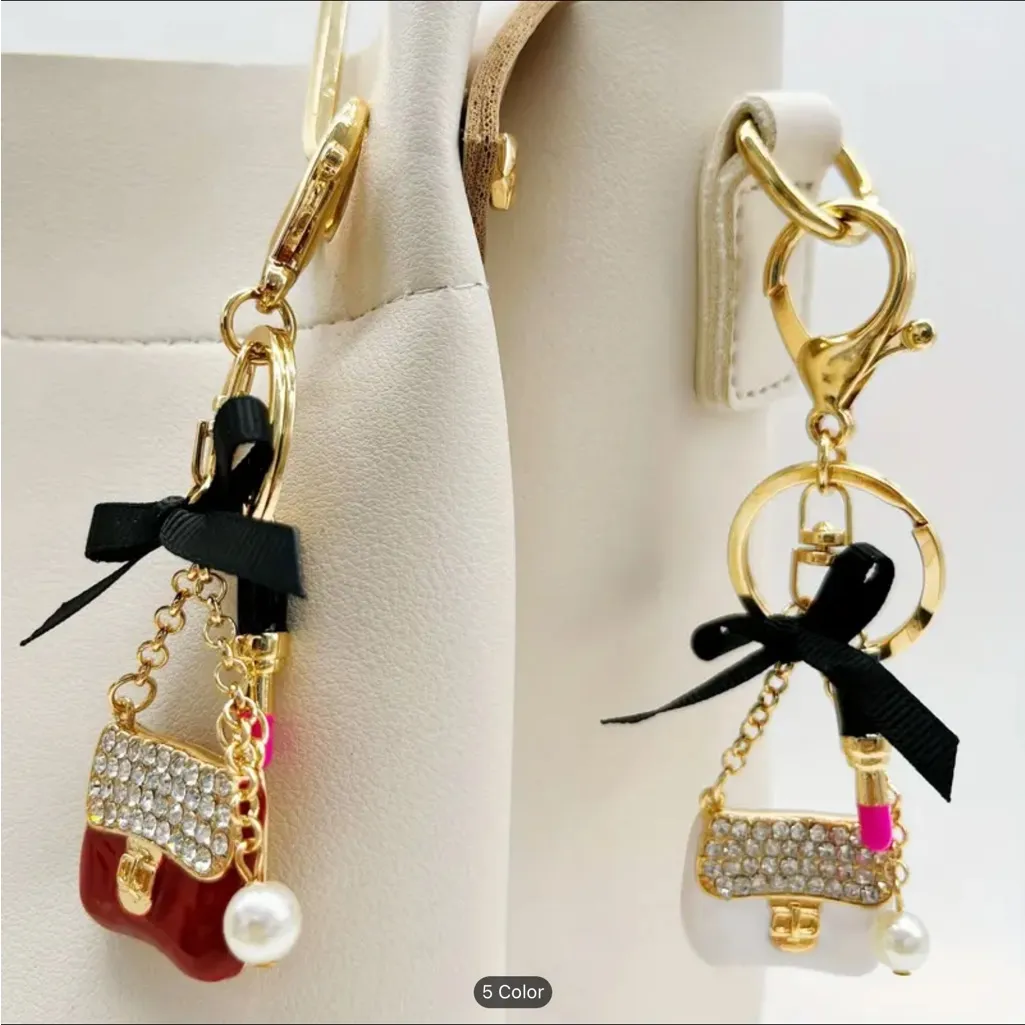Elegant Mini Bag Charms With Sparkling Bow Fashionista’s Keyring - Image 8