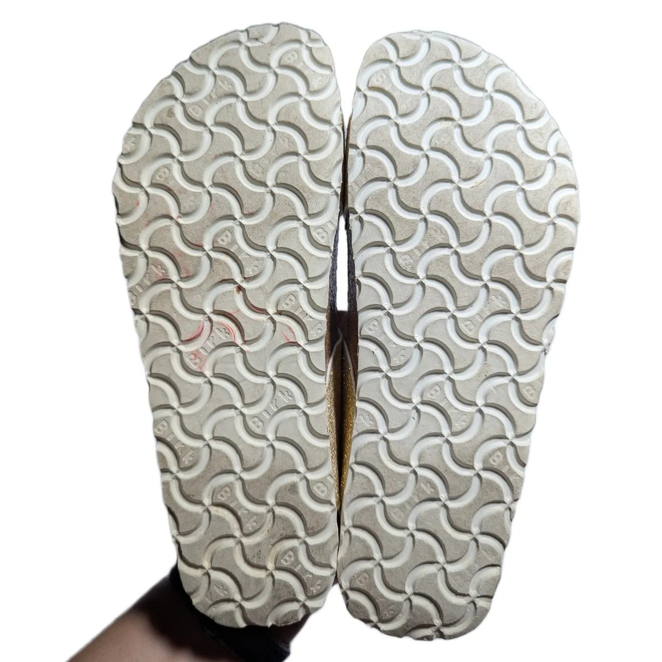 Birkenstock Birki's Gold Glitter Double Strap Cork Footbed Slide Sandals 36 5 N - Image 5